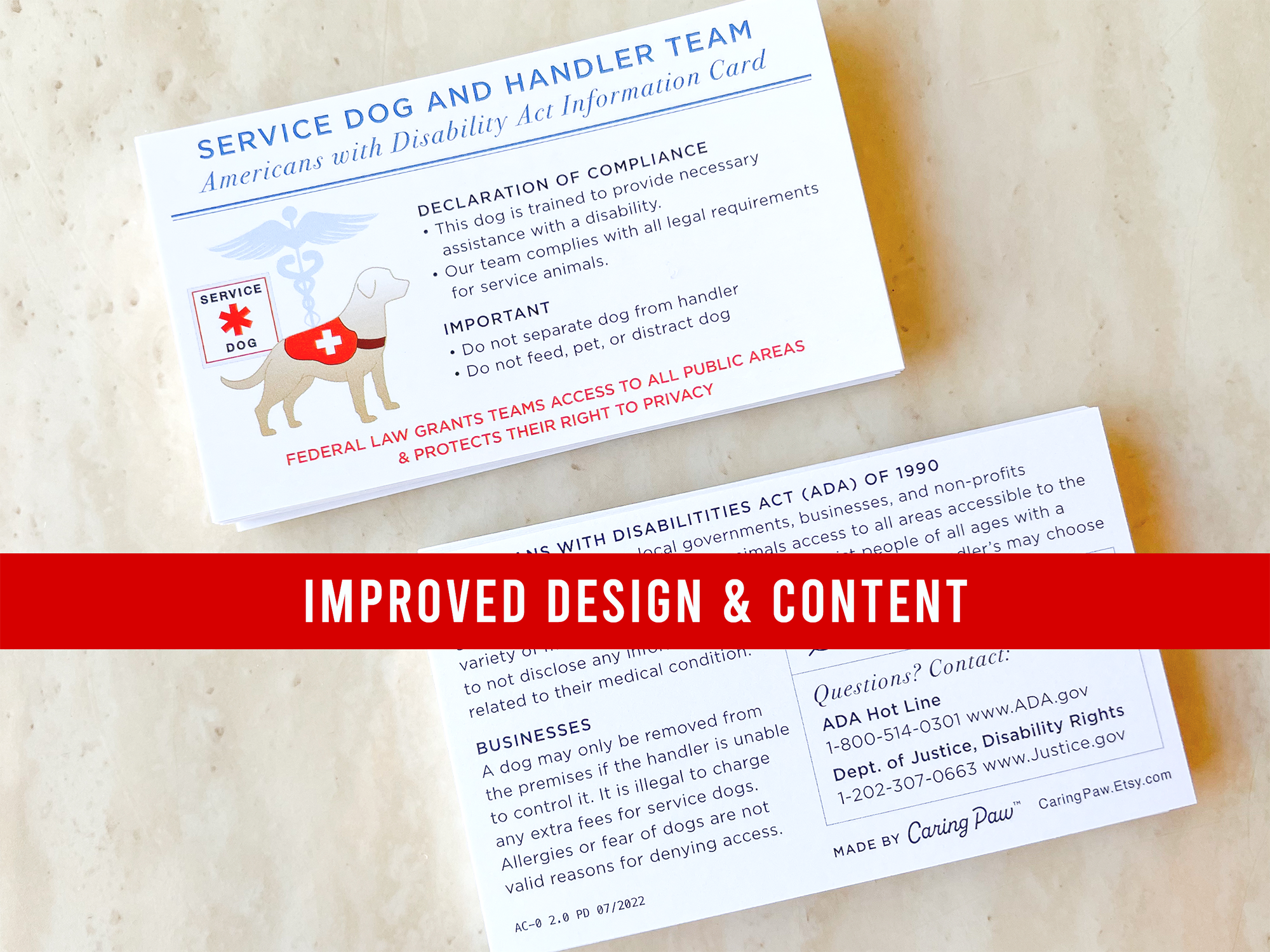 Service dog 2024 ada law cards