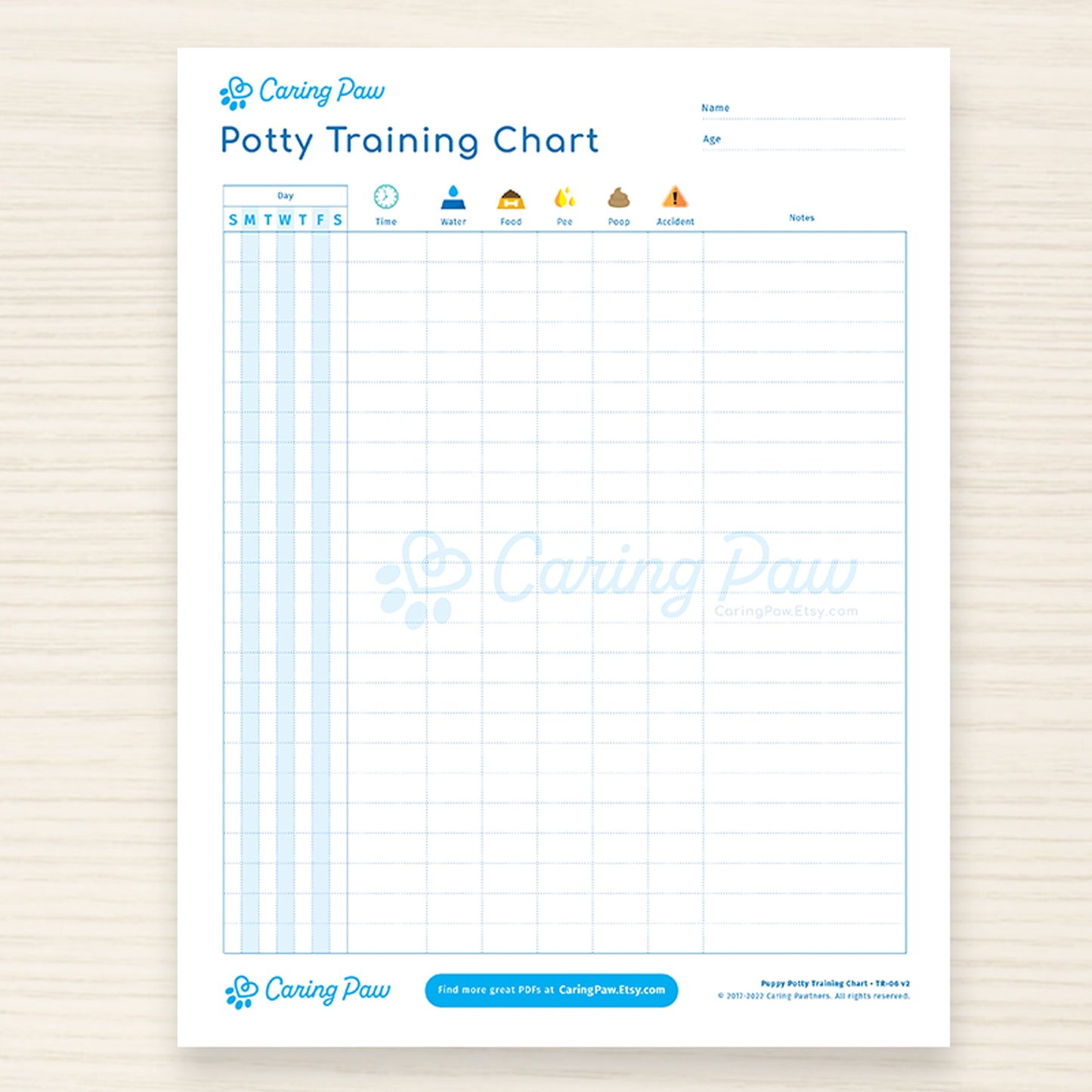 Puppy Potty Training Chart