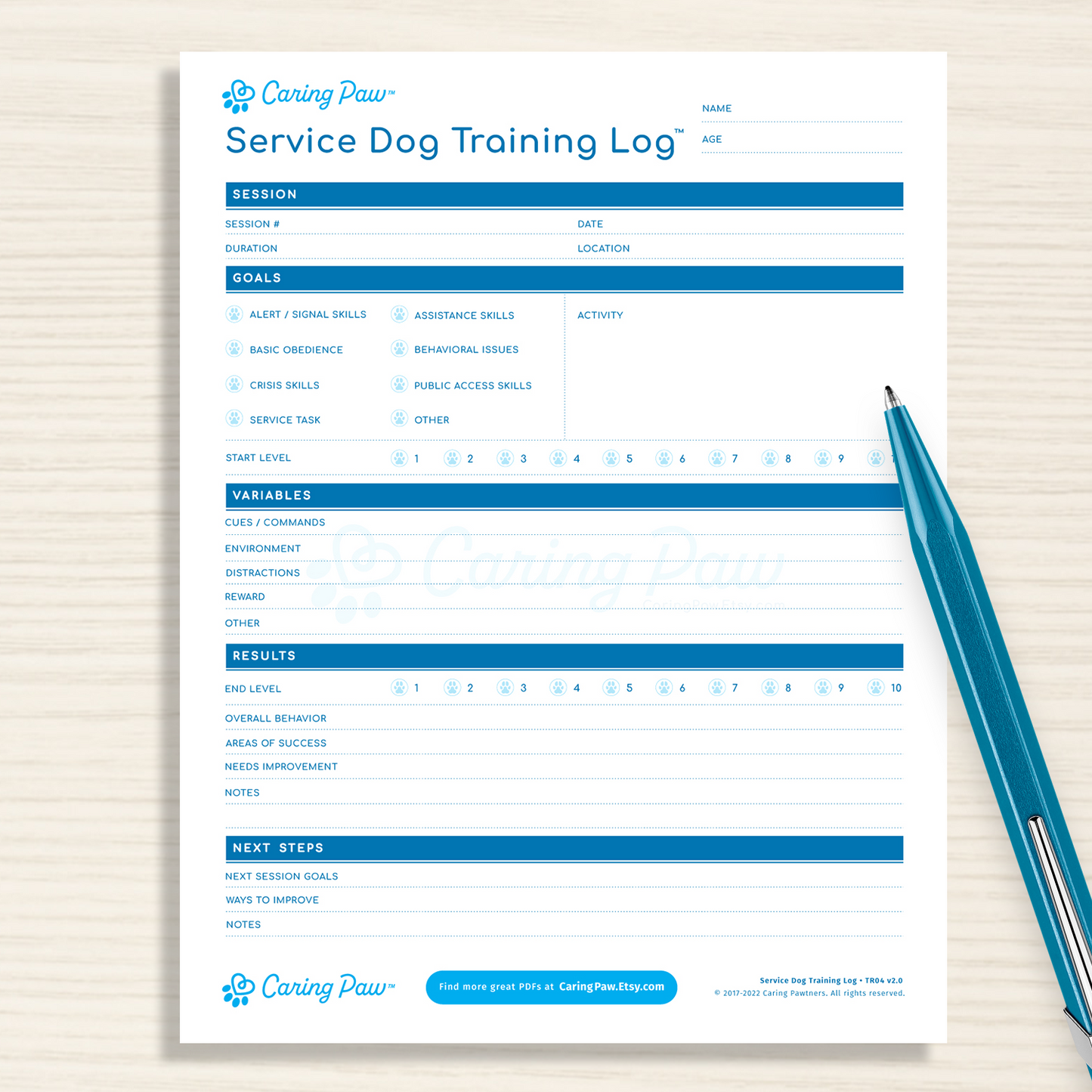 The Original Service Dog Training Log™