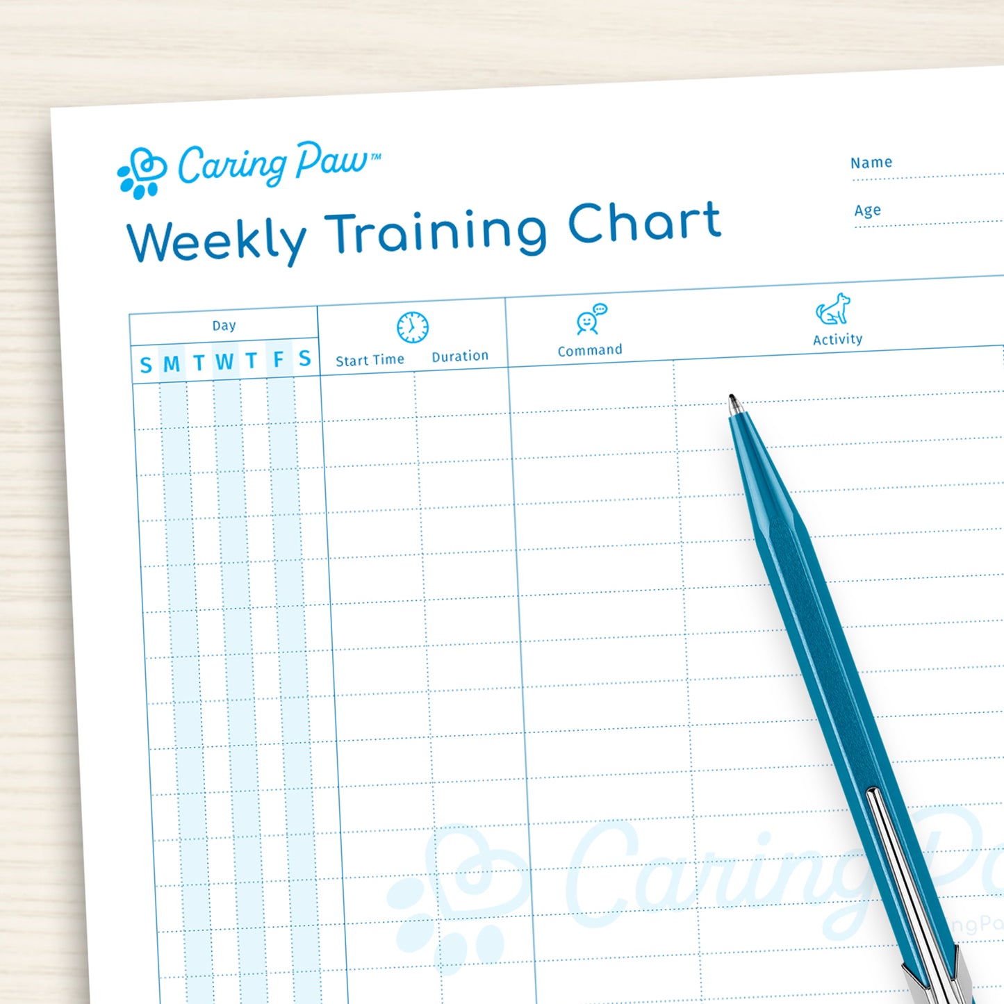 Weekly Dog Training Chart