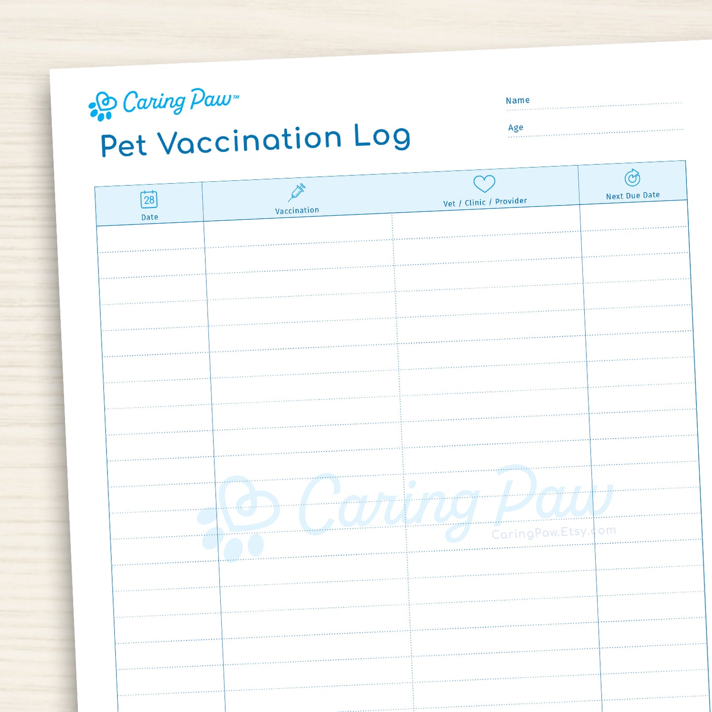 Pet Vaccination Log