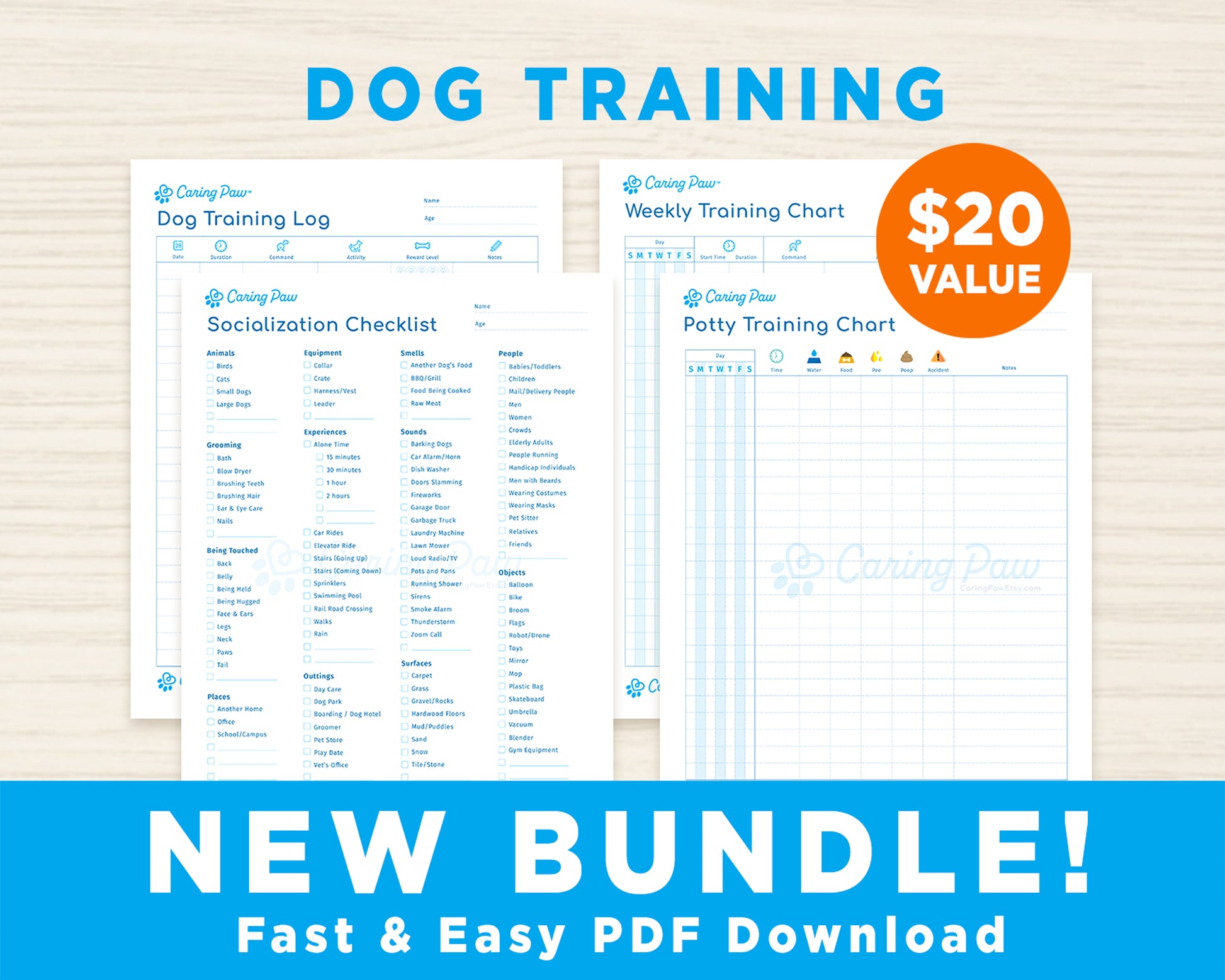 dog-training-charts-bundle-caringpaw for Free Printable Dog Training Log Dog Training Charts Bundle – CaringPaw for Free Printable Dog Training Log