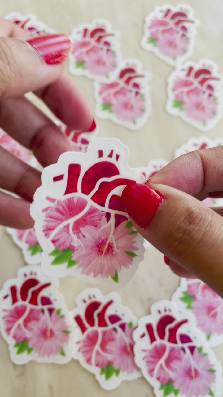 Flower Heart Anatomy Sticker